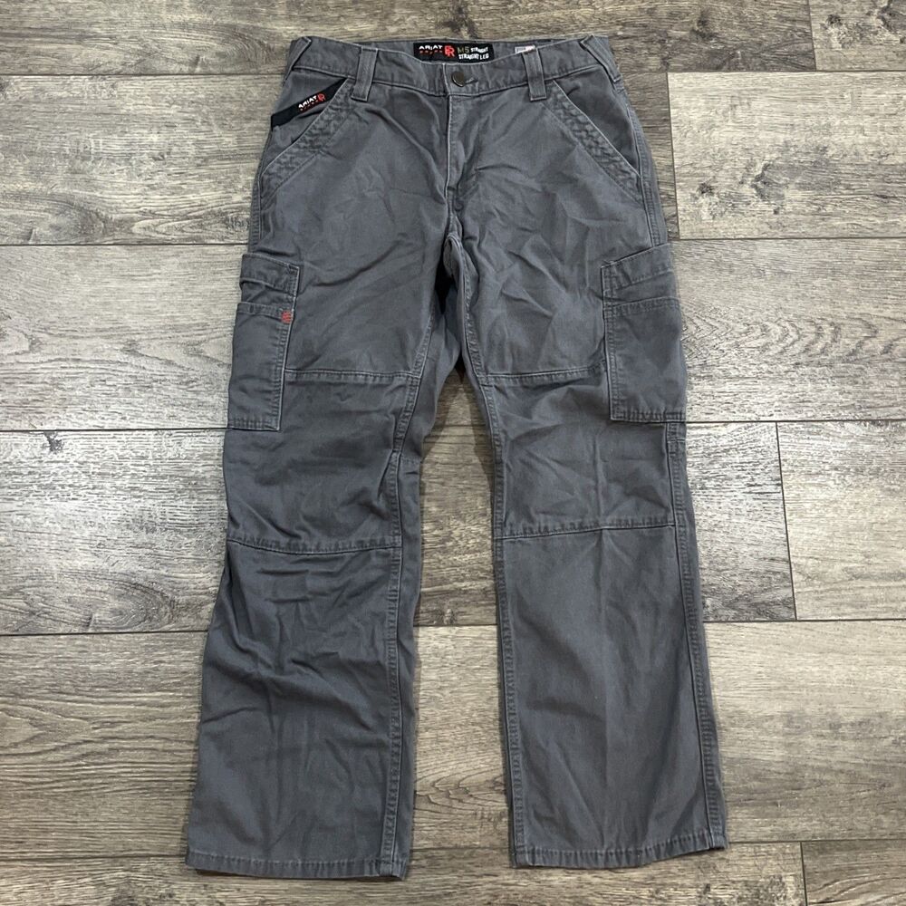 Ariat FR M5 Straight Leg Double Knee Cargo Pants Men 30/30 Gray Workwear Utility